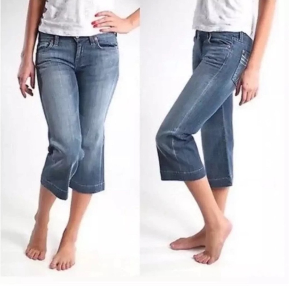 7 For All Mankind 26 Crop Dojo Capri clam digger straight wide leg jorts